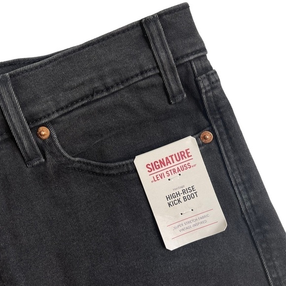 Levi Strauss Womens Size 10 Heritage High rise Kick Boot Black denim jeans NWT - Picture 4 of 9